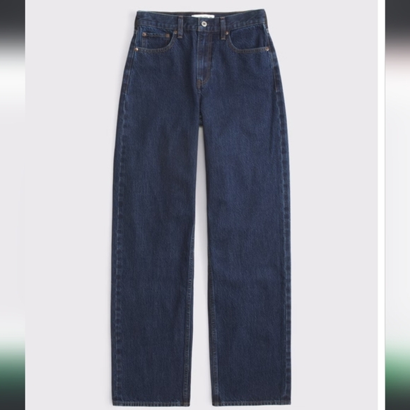 Abercrombie & Fitch High Rise Loose Fit Dark Wash Jeans - Picture 6 of 8